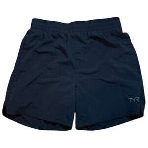 TYR Running Swim Shorts Mens Black Athletic Athleisure Size S